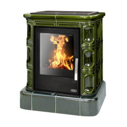 Kachlová kamna ABX Marina s výměníkem, kachlový sokl zelená